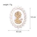 Goldene Barock-Kamee-Brosche mit weiblicher Silhouette und Perlen 5,5cm x 4,5cm - Weißer Frauenporträt-Stil (Groß-C681)