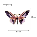 Broche papillon dorée avec émail violet et strass, taille 5,8 cm x 3,1 cm - Violet (B173-B)