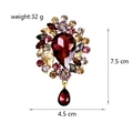 Vintage luxury brooch with large red pear-shaped crystal and colorful teardrop pendant - Dark Red
