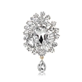 Luxury vintage crystal brooch with pear-cut drop pendant in radiant gold-tone setting - Coffee Gold Clear