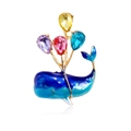 Broche de ballena en esmalte creativo con gotas de gemas de colores sobre fondo blanco - Estilo Globo Multicolor (C641-B)