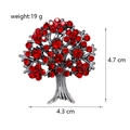 Silver tree brooch with red rhinestones weighing 19g and measuring 4.7cm by 4.3cm - Silver Red (C452-A)