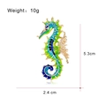 Enamel seahorse brooch with blue-green gradient and rhinestones, 5.3cm x 2.4cm - Blue Green Gradient(C488-A)