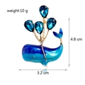 Blue gradient whale brooch with teardrop gems, anime style fashion pin, 4.8cm x 3.2cm size - Dark Blue Gem Style (C641-A)