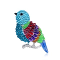 Bunte Vogelbrosche mit Emaille-Flügeln und funkelnden blauen Strasssteinen auf weißem Grund - Mehrfarbiger Vogel Stil (B215-A)