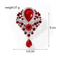 Vintage rode kristallen broche met waterdruppel hanger en zilveren strass, paleisstijl - Rood (B022-B)