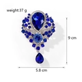 Vintage broche met diepblauwe kristallen druppel en glanzende strass steentjes luxe - Donkerblauw (B022-J)