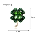 Elegant four-leaf clover brooch featuring green rhinestones and gold metal finish - Small Style (DLA060-A) / Green