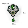 Vintage groene kristallen druppelbroche met strass bloemendesign, gewicht 37g - Groen (B022-K)