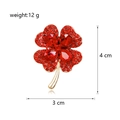 Elegant gold clover brooch with red crystal rhinestones measuring 4 cm high and 3 cm wide - Small Style (DLA060-B) / Red