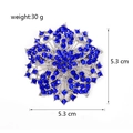 Luxurious snowflake flower brooch with royal blue crystals and silver finish - B008-f
