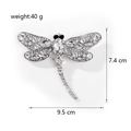 Spilla libellula vintage color argento con strass, dimensioni 9,5 cm x 7,4 cm, elegante - Bianco