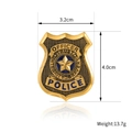 Golden police shield badge pin with officer trust integrity bravery and star emblem - Small Gold Police Badge Style 2 (C685-B)