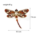 Spilla a libellula vintage dorata con cristalli colorati, misura 9,5cm e peso 40g - Marrone