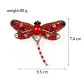 Spilla vintage libellula rossa con cristalli e gemme di misura 9,5cm per 7,4cm - Rosso