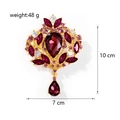 Vintage water drop brooch with purple crystal and gold plating, 10cm tall and 7cm wide - Purple (B017-A)