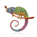 Exquisite colorful crystal chameleon brooch with rhinestones on a gold plated base - Blue Purple Gradient (B284-A)