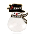 Broche de Navidad de muñeco de nieve brillante con cristales y esmalte en base dorada - Estilo de Muñeco de Nieve Dorado (C509-A)