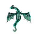 Green dragon enamel brooch with silver accents and detailed wing textures for suits - Al1208-a