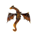Western style dragon brooch in amber oil-dripping finish on silver alloy for men - Yellow Brown (AL1208-C)
