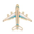 Creative gold airplane brooch with blue enamel details for coat accessories and styling - Blue And White Airplane (C504-B)