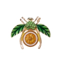 Broche abeille dorée raffinée avec cristaux verts et motif de tranche d'orange - Abeille Tranche d'Orange (AL1252-D)