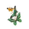 Elegante spilla a farfalla placcata oro con smalto colorato e strass verdi vivaci - Farfalla Gialla Verde(AL1222-B)