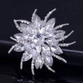 Broche étoile en cristal élégante avec pierres taille marquise et finition argentée - B020-A / Blanc