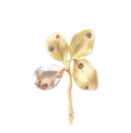 Detailed macro of vintage matte gold four-leaf clover brooch with champagne zircon stones - Champagne Gold (FG004-A)