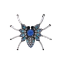 Vintage large spider crystal brooch with blue rhinestones on white background - Blue Rhinestone Style (C259-A)