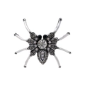 Macro shot of spider brooch featuring crystal stones and vintage silver alloy details - White Rhinestone Style (C259-B)