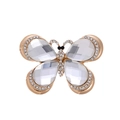Elegante gouden vlinderbroche met kristallen vleugels en strass op een witte achtergrond - Transparant Wit (C718-A)