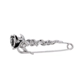 Vintage silver rose safety pin brooch with gothic floral details for shirts and cardigans - D054-a