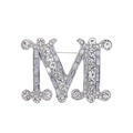 Eleganter silberner M-Buchstaben-Anstecknadel mit Strasssteinen für Mäntel und Pullover - Silber (AL1283-A)