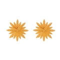 Vintage golden wheat spike ear studs with a sunburst starburst textured design - Wheat Ear Stud Earrings (FG032-Earrings) / Gold
