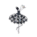 Broche de bailarina vintage con cristaux azul marino y AB en base plateada - Estilo Azul Oscuro (AL1300-A)