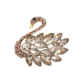 Detail of elegant swan brooch with amber crystals and gold base on a white background - Al1305-a