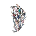 Vintage palace style oversized brooch with colorful rhinestones and gold-tone finish - Feather Shape Vintage Colorful Gem Style (B116-A)