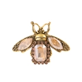 Detailed macro view of vintage bee brooch with champagne crystals and golden alloy finish - Champagne Stone Style (AL1308-B)