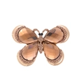 Vintage vlinderbroche met strass, champagne edelstenen en roségouden metalen basis - Amber (C718-B)