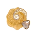 Détails de la broche vintage dorée texturée avec cristaux et strass pavés brillants - Champagne (FG039-A)