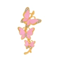 Broche de tres mariposas de esmalte rosa en tono dorado con brillantes diamantes - Rosa (FG040-B)