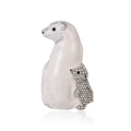 Broche ours polaire maman et bébé avec émail blanc et cristaux étincelants - Style Ours Polaire Mère Et Enfant (B098-A)