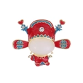Spilla maschera dell'opera cinese tradizionale con smalto rosso e intarsio di giada - Stile Cappello Zhuangyuan (C257-A)