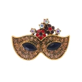 Vintage Masken-Brosche mit Goldbeschichtung und funkelnden Champagner-Strasssteinen - Vintage Maskerade Maske Stil (C128-A)