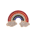 Graziosa spilla a forma di nuvola arcobaleno con strass colorati su base dorata - Stile Arcobaleno (C284-A)