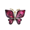 Détail de la broche papillon en cristal rose rouge avec une base en métal doré poli - Style Rouge Rose (AL1234-C)