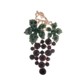 Detail of crystal grape brooch with green rhinestone leaves and purple stone clusters - Dark Purple (B123-B)