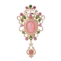 Vintage style palace brooch with pink stone and star pendant on a white background - Baroque Palace Style Pink Main Stone Style (B121-A)