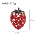 Sparkling red strawberry brooch with crystals and gold alloy base, 3.7cm height - Red and Black Rhinestone (C292-A)